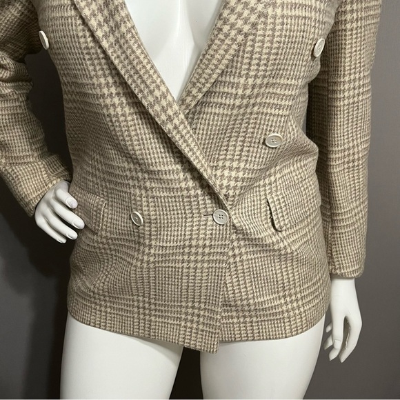 Austin Reed Wool Blend Tan Houndstooth Unisex Blazer Sz-XL - Picture 5 of 12